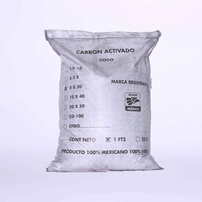 Carbón Activado Cáscara de coco 8x30 saco de 13.5Kg