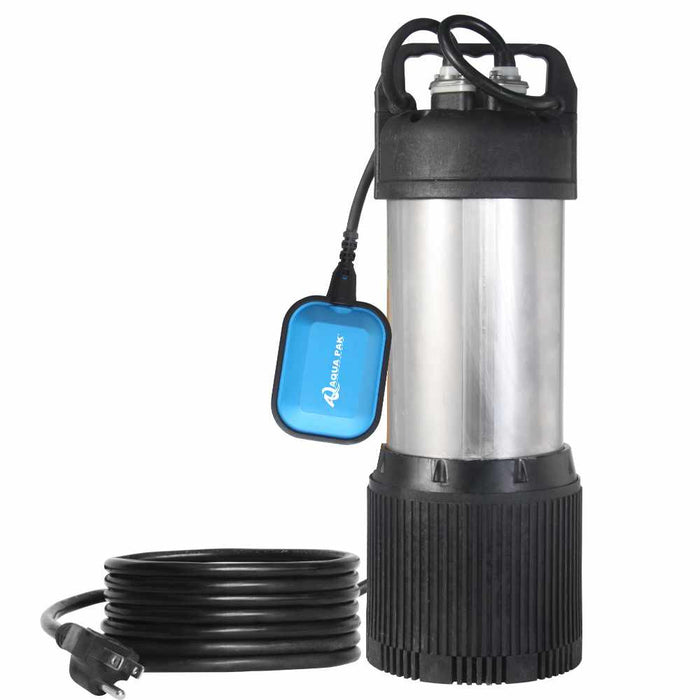 Motobomba sumergible AQUA PAK, serie KANKI PLUS, 44 lpm, acero inoxidable/polipropileno, descarga 1", 3/4 HP, 1F, 127V