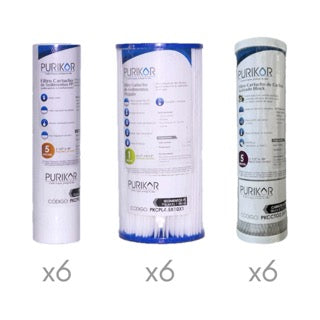 Pack de mantenimiento anual de 18 Cartuchos para purificadoras de auto servicio