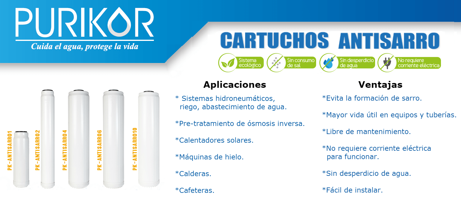 Cartucho antisarro PURIKOR de 1 a 10 GPM